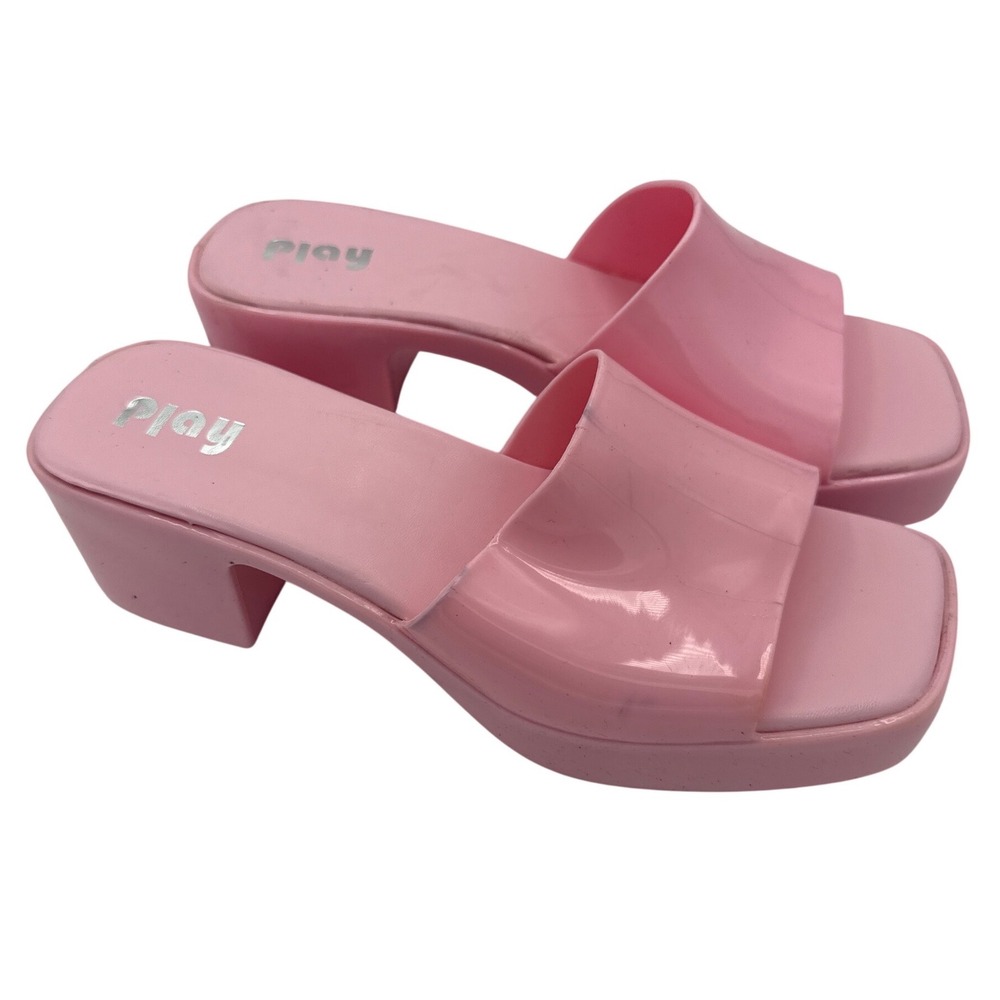 NWT Vintage Y2K Play Hold Pink Jelly Platform Mules Slides Sandals